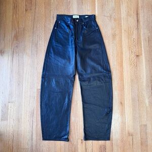 FRAME Denim Black Leather The Bubble Size 25 High-Waist NWT Luxury Designer